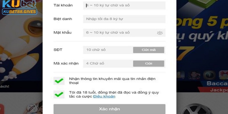 Gửi yêu cầu đăng ký Kubet88 cho hệ thống xét duyệt